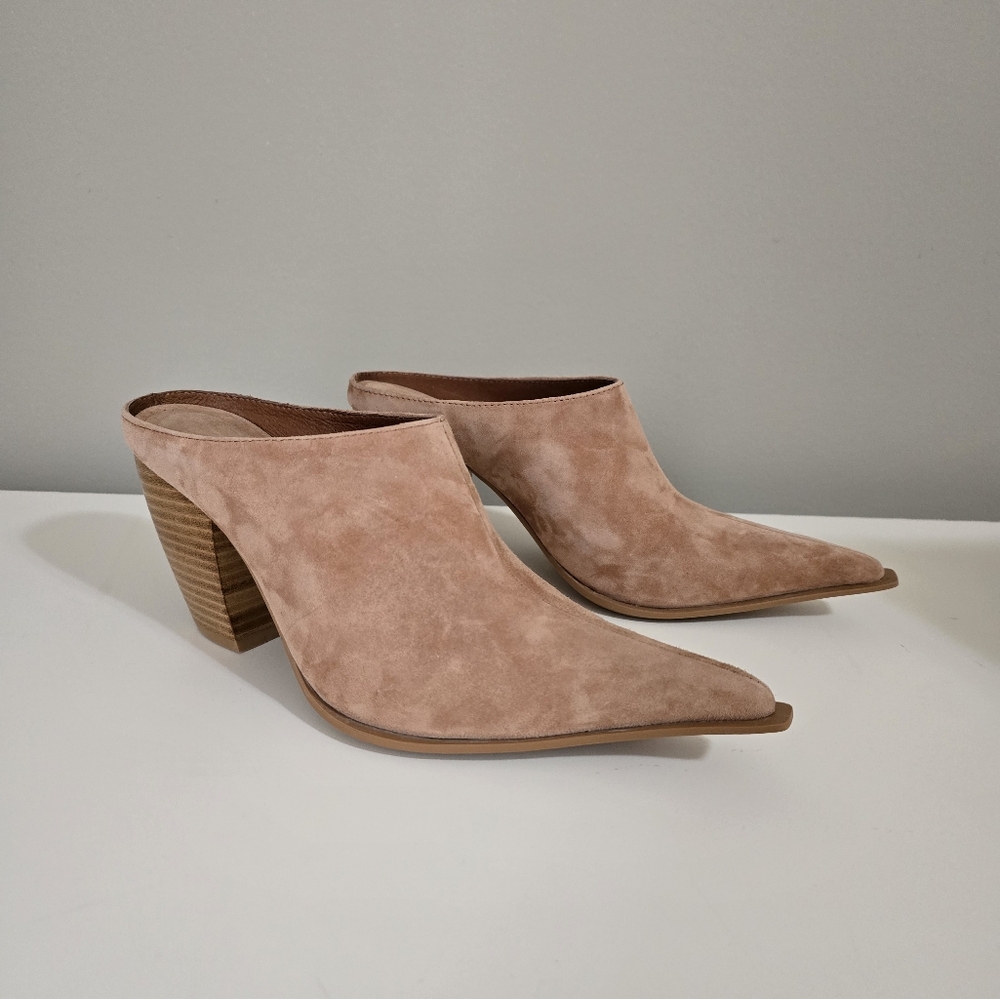 Jeffery Campbell Blush Tan Suede Block Mule